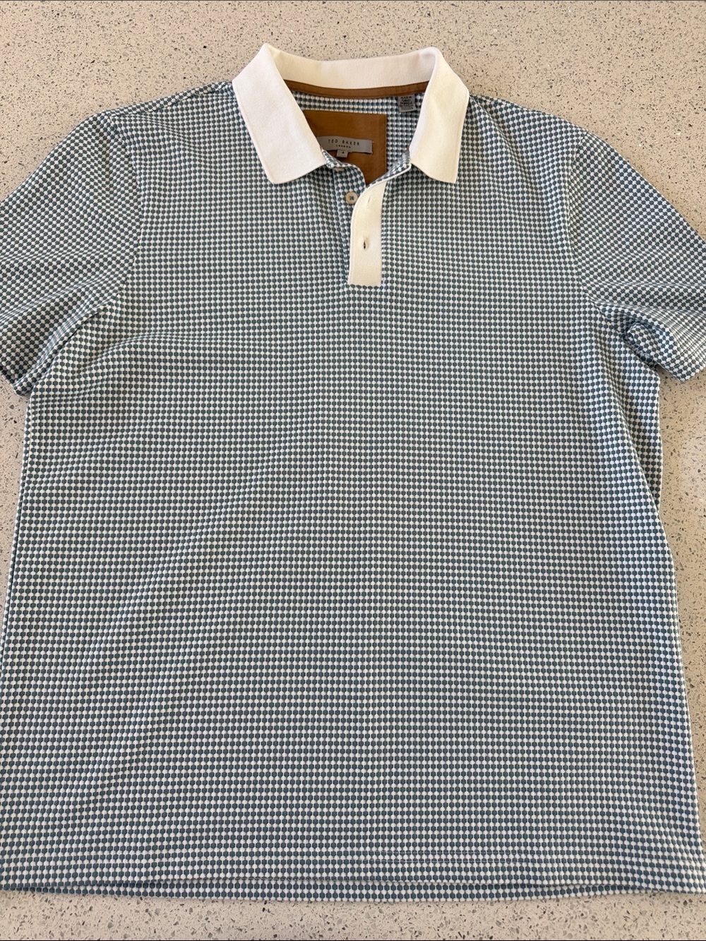 Ted Baker Blue Micro-Pattern Polo with White Collar